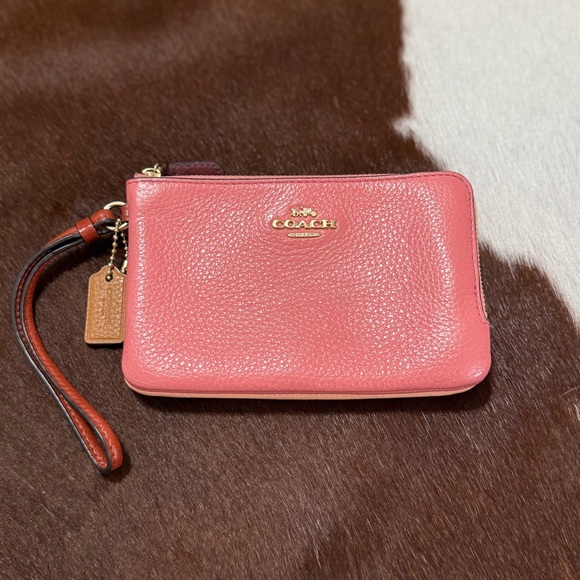 Coach Coral Leather Wristlet - Picture 1 of 4